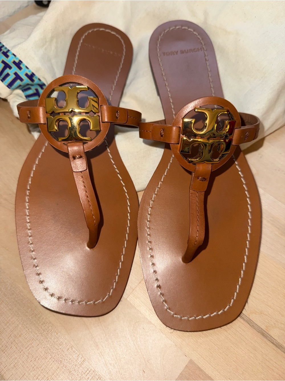 Tory Burch Miller Leather Thong Sandals in Brown